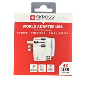 SKROSS World Adapter 3 Pole with 4xUSB (23600)