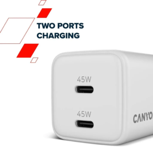 CANYON PHONE CHARGER 2 x USB-C CU45CC GaN 45W White 