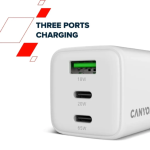 CANYON PHONE CHARGER USB-A+C CU65ACC GaN 65W White 